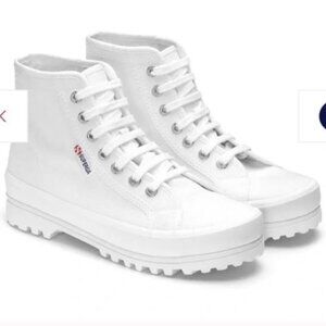 NWOB Superga Women's High Top White Sneakers EURO 7 / USA 5